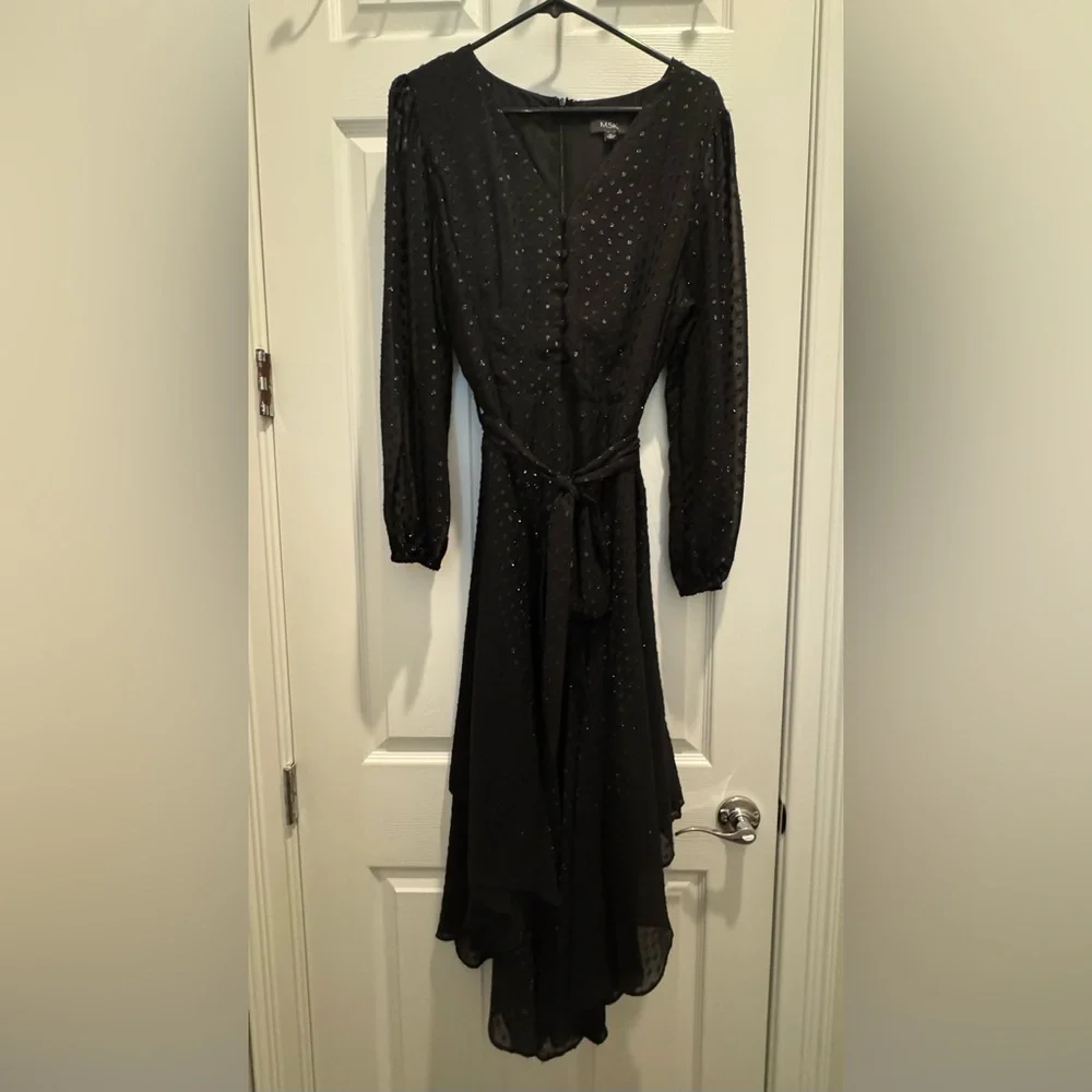 MSK Black Chiffon Dot Pattern Maxi Dress - Size XL - EUC - Only Worn Once - Picture 3 of 10
